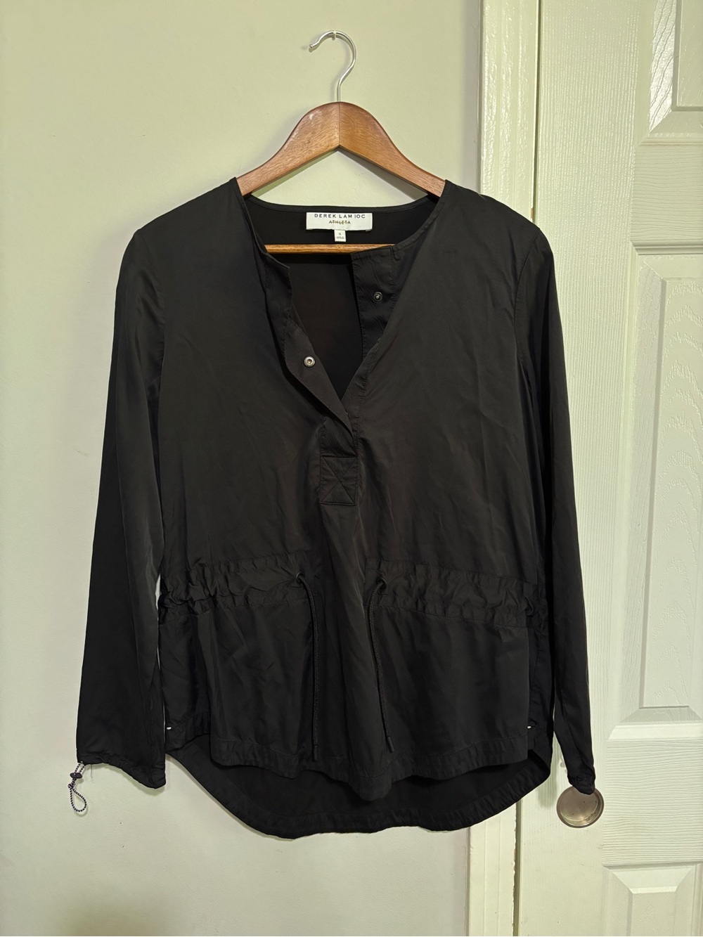 Athleta x Derek Lam Black Athletic Pullover Cinch Button Small